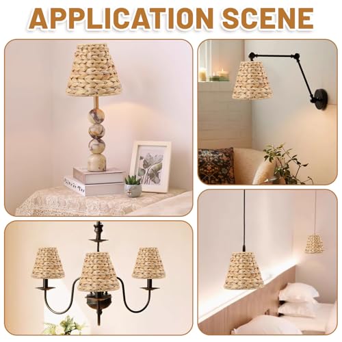 Clip-On Chandelier Lamp Shades Cone Horsetail Lamp Shades Replacement Clip on Lamp Shade for Floor Lamp Pendant Light Wall Sconces, Light Wood - color: Light Wood