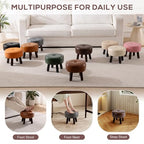 oakvivo Small Foot Stool Ottoman, Round Pouf Foot Rest, Footstool Ottomans with Rubber Legs Under Desk, Faux Leather Footrest for Couch, Living Room, Bedroom, Office, 13''L x 13''W x 10.2''H, Coffee - color: Coffee