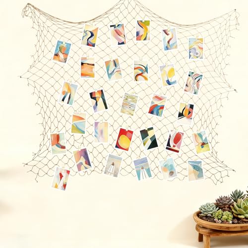 ZUEXT Caramel Decorative Fishing Net 80x40 Inch, 2 Pack Large Picture Fish Net, Wall Photo Hanging Fishnet for Nautical Mermaid Pirate Ocean Themed Hawaii Beach Under the Sea Party Decorations - color: Caramel, size: 80" x 40" - 2 Pack