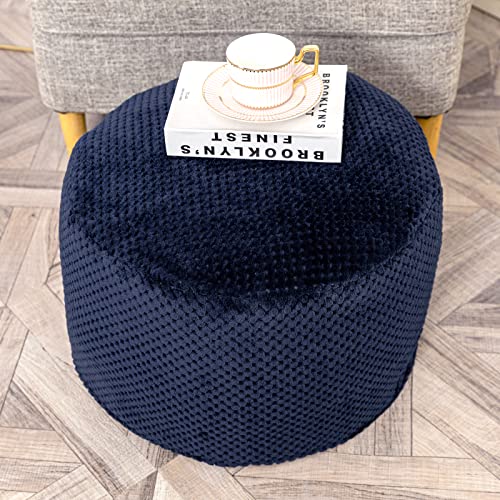 Asuprui Pouf Ottoman Unstuffed Ottoman Foot Rest No Filler Foot Stool 20x20x12 Inches Fuzzy Chair Floor Pouf Chair with Storage for Living Room Bedroom Navy Blue - color: Navy Blue