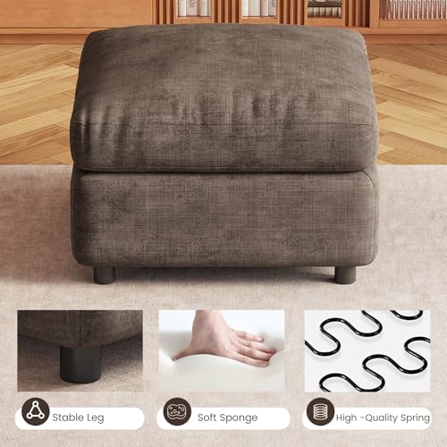 Guyii Storage Stool Modern Sofa Ottoman Brown Living Room Ottomans Fabric Modern Sofa Seat Shoes Changing Stool with Large Storage for Living Room - color: Brown, size: ottoman