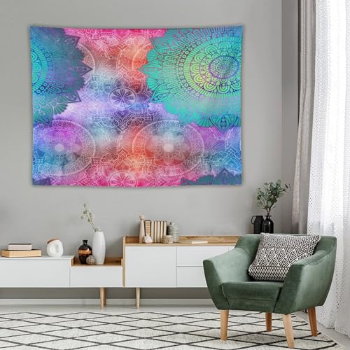 HZOHNAGO Mandala Tapestry Abstract Colored Geometry Pattern Printed Wall Tapestry Watercolor Abstract Wall Hanging for Bedroom Living Room Dorm 80" W x 60" H - color: Style-6, size: 80"L x 60"W
