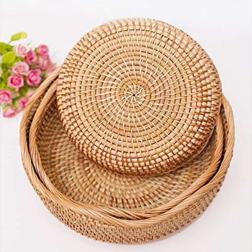 10.2” Fruit Basket, Wicker Basket Rattan Fruit Bowls, Small Decorative Bread Baskets, Handwoven Storage Basket, Natural Woven Serving Bowls Kitchen Counter Organizing Dining Room Snack Vegetable