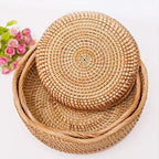 10.2” Fruit Basket, Wicker Basket Rattan Fruit Bowls, Small Decorative Bread Baskets, Handwoven Storage Basket, Natural Woven Serving Bowls Kitchen Counter Organizing Dining Room Snack Vegetable