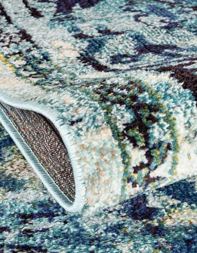Rugs.com Fleur Collection Rug – 5' x 8' Blue Medium-Pile Rug Perfect for Bedrooms, Dining Rooms, Living Rooms - color: Blue 12, size: 5' x 8' (Rectangular)