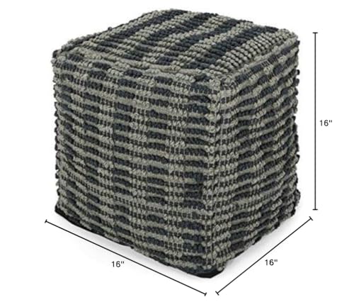 Foamma Pouf Ottoman Teal Blue, 16"x16"x16" - Square Ottoman Foot Rest for Living Room and Bedroom, Pouf Footstool, Foot Rest for Couch, Boho Furniture for Home - color: Teal Blue