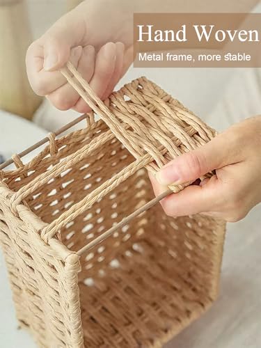 Amaredom Floral Wicker Baskets, Handwoven Multi-size 3-Pack Storage Baskets Set, Perfect For Home Organizing, Storage and Décor - Beige
