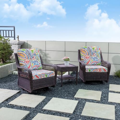 JMGBird Seat/Back Outdoor Chair Cushion Tufted Pillow, Deep Seat Cushion Set 22"x22", Outdoor Cushion for Patio Furniture - color: Clark Blue, size: 22"×22"