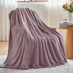 NEWCOSPLAY Super Soft Twin Blanket Light Purple Premium Silky Flannel Fleece Leaves Pattern Lightweight Bed Blanket All Season Use (Light Purple, Twin(60"x80")) - color: Light Purple, size: Twin(60"x80")