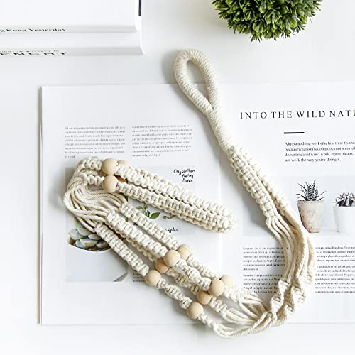 Macrame Plant Hanger Indoor Hanging with Wood Beads Macrame Planters No Tassel for Indoor Outdoor Boho Home Decor 35 Inch (Ivory,2pcs) - color: Ivory