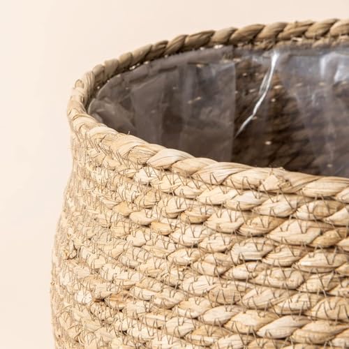 LA JOLIE MUSE Natural Seagrass Large Planter, Plant Pots Cover, Indoor Planters Flower Pots, 13.5+12+9 inch Pack 3