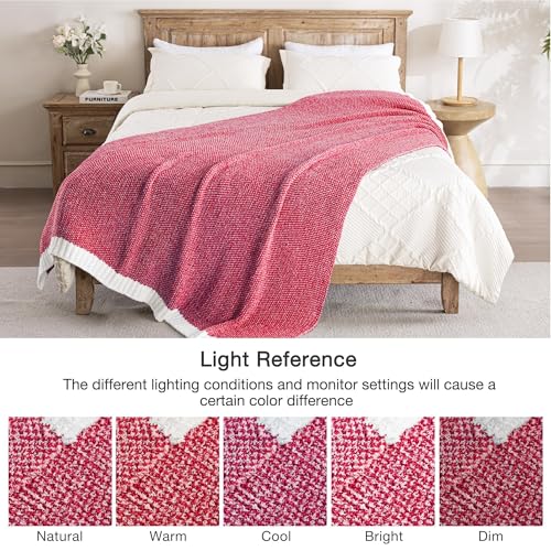 Exclusivo Mezcla Knit Throw Blanket, Ultra Soft and Warm Reversible Woven Blankets, Cozy Snuggly Throw for Couch Bed and Home Decor, Heather Red, 50"x60" - color: Heather Red, size: Throw (50"x60")