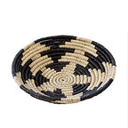 Wall Basket Decor, Woven Hanging Set of 3, Boho Circular Flat Decorative Baskets - Natural Seagrass Bowls for Living Room, Bedroom, Rattan Wall Decor Art - Handwoven (Black)