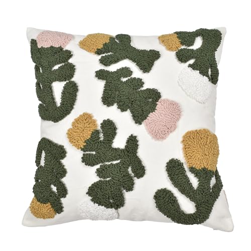 Boho Pillow Covers 18X18 Inch Boho Tufted Throw Pillow Covers Decorative Tassels Cushion Cover Farmhouse Pillow Case for Couch Sofa Bed Living Room Bedroom, Pink Floral - color: Boho Floral Pink, size: 18" x 18" (Pack of 1)