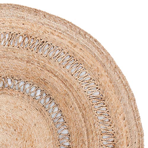 SAFAVIEH Natural Fiber Collection Area Rug - 5' Round, Natural, Handmade Boho Country Charm Jute, Ideal for High Traffic Areas in Living Room, Bedroom (NFB254A) - size: 5' (Round)