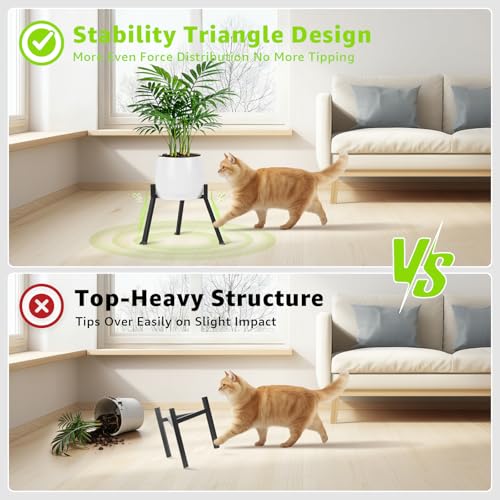 Metal Plant Stand Indoor Outdoor- Anti-Rust Metal Plant Stand, Stable Corner Plant Stands Fits 5.9 to 8.7 Inches Pots, Adjustable Heavy Duty Plant Pot Flower Holder for Patio, Garden, Home, Black - 1 Pack - size: M