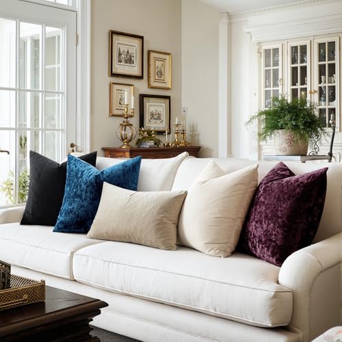 MIULEE Velvet Throw Pillow Covers Set of 2, Soft Neutral Decorative Pillow Cases with Luxurious Textured Vintage Cushion Covers for Home Decor Couch Sofa Bed,Navy Blue 18x18 inch - color: Navy Blue, size: 18" x 18" (Pack of 2)