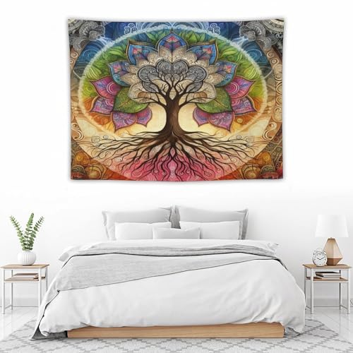 KANEPE Mandala Tapestry Tree of Life Mandala Flower Pattern Wall Hanging Tapestries Home Decor for Living Room Bedroom Apartments Farmhouse Dorm,40inx30in (102×76cm)【Small】 - color: Boho-4, size: 40Wx30L