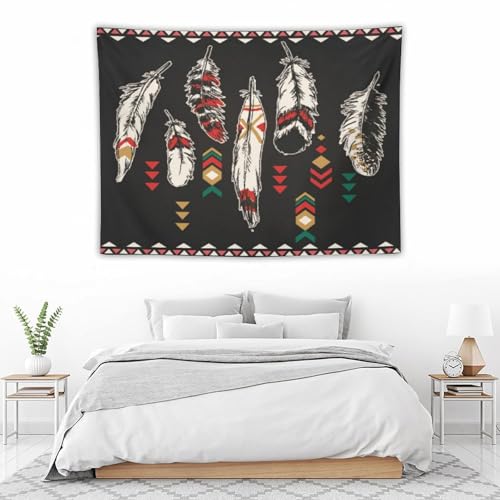 Vintage Feather Tapestry Wall Hanging,Aztec Native American Navajo Ethnic Tribal Design Wall Hanging Tapestry Wall Art Home Décor for Bedroom Living Room Dorm Wall Décor 40" x 30" - color: Aztec Style_1, size: 40"L x 30"W