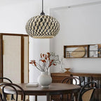 Island Pendant Light Black Natural Hand-Woven Bamboo Pendant Lights 1-Light Boho Light Fixtures Farmhouse Rustic Hanging Lamp for Living Room Dining Room Bedroom - color: Black Rattan, 1-Light