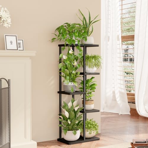 Bamworld Plant Stand Indoor, Corner 5 Tier Metal Plant Shelf for Multiple Plants, Tiered Flower Pot Stands for Patio Garden Balcony Living Room Bedroom, Black - color: Black, size: 5 Tier
