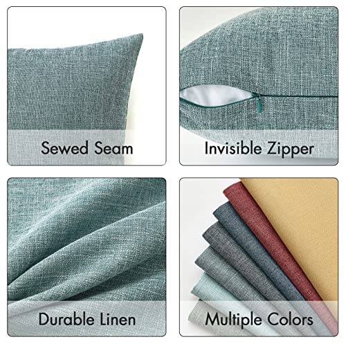 MIULEE Pack of 2 Decorative Linen Burlap Coastal Pillow Covers Farmhouse Boho Accent Pillowcases for Sofa Car Couch Bedroom Living Room Decor 12x20 Inch Teal - color: Teal, size: 20" x 12" (Pack of 2)