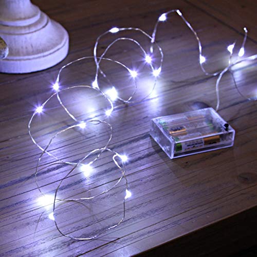 Ariceleo Led Fairy Lights Battery Operated, 2 Packs Mini Battery Powered Copper Wire Starry Fairy Lights for Bedroom, Christmas, Parties, Wedding, Centerpiece, Decoration (5m/16ft Cool White) - color: Cool White, size: 2 Pack