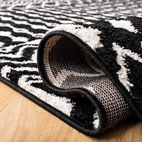 SAFAVIEH Tulum Collection Accent Rug - 2' x 5', Black & Ivory, Moroccan Boho Distressed Design, Non-Shedding & Easy to Clean, Ideal for Front Door, Kitchen, Entryway, Foyer (TUL270Z) - color: Black/Ivory, size: 2' x 5' (Rectangular)