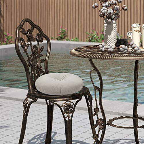 Bistro Chair Cushions 15 inch,Set of 2,Tufted Round Chair Cushions with Ties,15"x15"x4",Water Resistant Round Seat Cushion for Barstool Chairs,Patio Garden Kitchen Outdoor Furniture(Light Brown) - color: Light Brown, size: 15"x15"