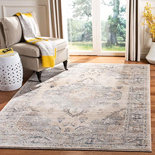 SAFAVIEH Oregon Collection Area Rug - 5'1" x 7'6", Beige & Grey, Oriental Distressed Design, Non-Shedding & Easy Care, Ideal for High Traffic Areas in Living Room, Bedroom (ORE898B) - size: 5'1" x 7'6" (Rectangular)