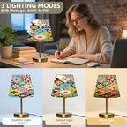 Kigai Ethnic Bohemian Style Table Lamp for Living Room Bedroom, Bedside Table Lamp Nightstand in 3 Lighting Modes with Fabric Shade & Bronze Base, M - size: M - 7.9x12.6 in