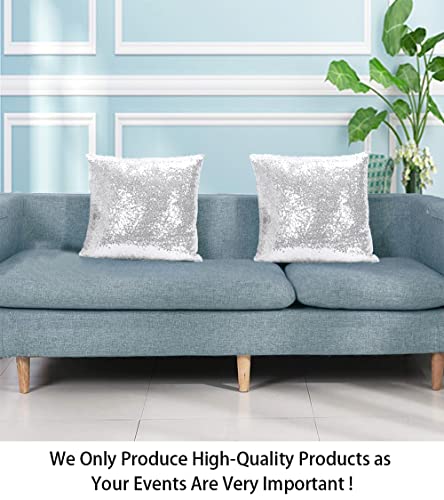 ShinyBeauty Throw Pillow Cases 2 Pack 12X12-Silver Sequin Pillow Cover Sofa Pillow Cases Sparkly Pillow Covers Designer Pillow Sequined Pillow Cover Decorative Pillows for Bed - color: Silver, size: 12" x 12" (Pack of 2)