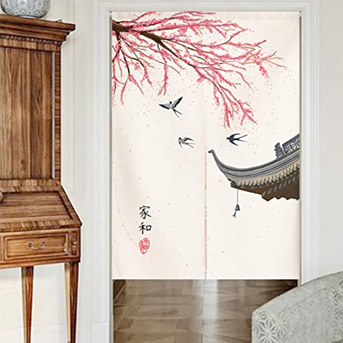Japanese Noren Doorway Curtain Tapestry Traditional Chinese Cherry Blossoms Ink Painting Door Curtain Room Divider, 33 x 35 inch - color: Multi 8, size: 33.5"W x 35.5"L (Pack of 1)