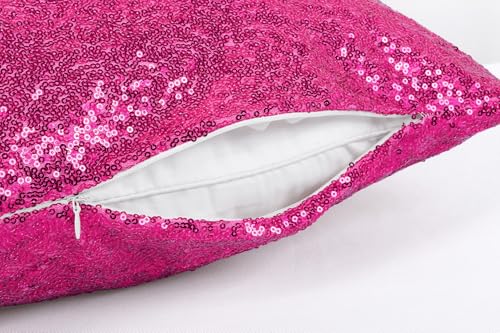 ShinyBeauty Hot Pink Throw Pillow Covers 12X20 Inches Set of 2, Rectangle Pillow Cover, Sequin Fuchsia Pillow Cases for Couch,Sofa,Bed,Living Room Pillows Home Decorations - color: Hot Pink, size: 20" x 12" (Pack of 2)