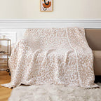 MH MYLUNE HOME Large Soft Micro Plush Leopard Blanket (71x78 inches, Khaki) Warm Reversible Cheetah Blanket Leopard Pattern Throw for Couch Bed Sofa - color: Leopard Khaki, size: 71"x78" - 550 GSM