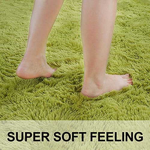 Merelax Modern Soft Fluffy Shaggy Rug for Bedroom Livingroom Small Chair Decor Rugs Feet Floor mats , Non-Slip Plush Furry Fur Area Rugs Comfy Nursery Accent Floor Carpet 2 X 3 Feet, Green - color: Green, size: 2' x 3' (Rectangular)