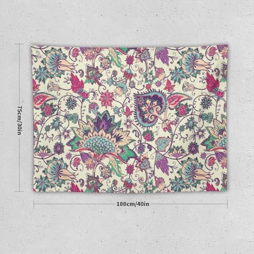 KANEPE Boho Floral Tapestry Colorful Paisley Flowers Beige Pattern Wall Hanging Tapestries Home Decor for Living Room Bedroom Apartments Farmhouse Dorm,40inx30in (102×76cm)【Small】 - color: Boho-15, size: 40Wx30L