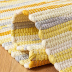 SAFAVIEH Rag Rug Collection Accent Rug - 2'6" x 4', Gold & Multi, Handmade Boho Stripe Cotton, Ideal for High Traffic Areas in Entryway, Living Room, Bedroom (RAR129N) - color: Gold/Multi, size: 2'6" x 4' (Rectangular)