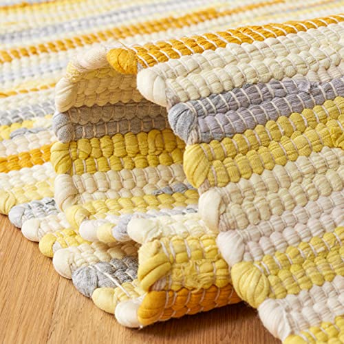 SAFAVIEH Rag Rug Collection Accent Rug - 2'6" x 4', Gold & Multi, Handmade Boho Stripe Cotton, Ideal for High Traffic Areas in Entryway, Living Room, Bedroom (RAR129N) - color: Gold/Multi, size: 2'6" x 4' (Rectangular)