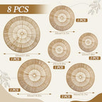 YIYA Set of 8 Boho Wall Decoration Jute Wall Decor Baskets Round Hand Woven Wicker Rattan Wall Art for Living Room Farmhouse Bedroom Nursery