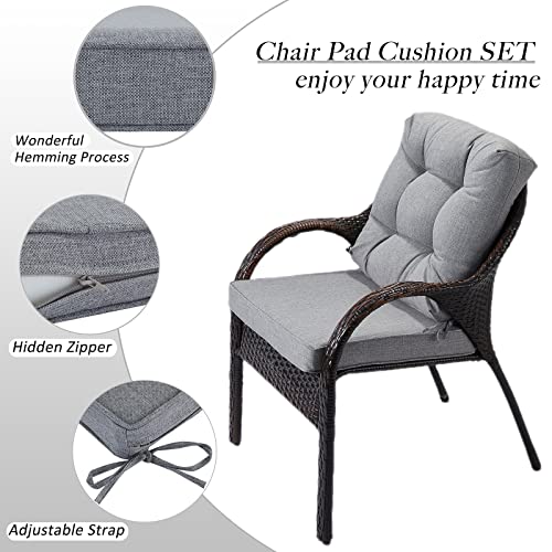 JMGBird Seat/Back Outdoor Chair Cushion Tufted Pillow, Deep Seat Cushion Set 22"x22", Outdoor Cushion for Patio Furniture - color: Grey, size: 22"×22"