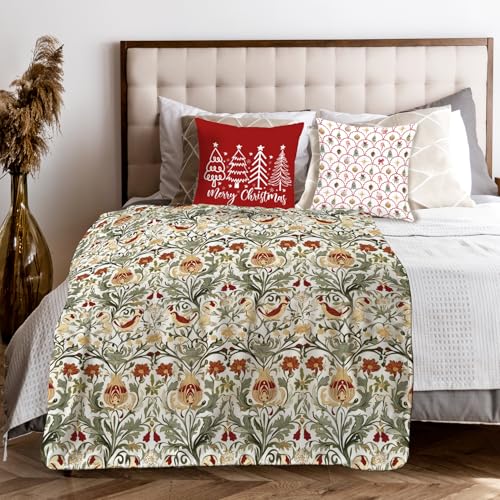 Vintage Floral Throw Blanket for Couch, Floral Room Decor, Retro Botanical Bird Art Nouveau Throw Blanket for Bedroom Living Room Decoration, 50x60 Inches - color: Color_4