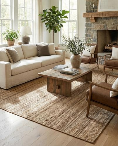 Rugs.com - Braided Jute Rug – 10' x 13' 1 Natural Hand Braided Jute Rug – Eco-Friendly, Coastal Style for Living Rooms and Large Offices - size: 10' x 13' (Rectangular)