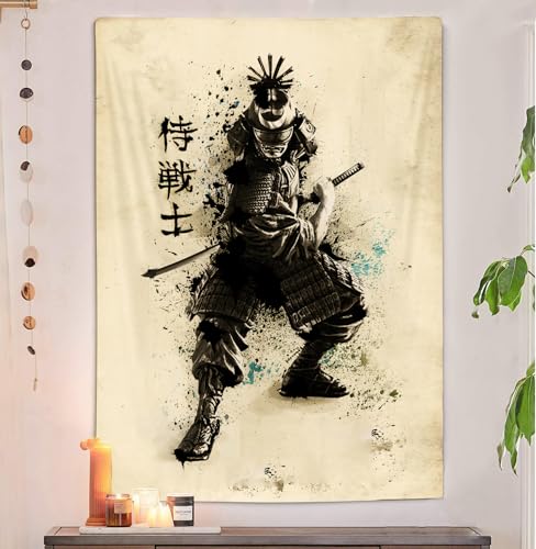 JOKIMAL Japanese Samurai Art Tapestry Poster Wall Art Decor for ApartmentHomeDorm Living Room Bedroom 40"x60" - color: Samurai 2
