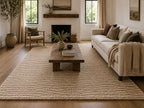 FRELISH DECOR Area Rug 9x12 feet - Premium Wool and Jute Blend Handwoven Rugs - Natural Fiber Chunky Stripe Rugs for Living Room, Bedroom, Hallways, Dining Area: Natural Ivory - size: 9' x 12' (Rectangular)