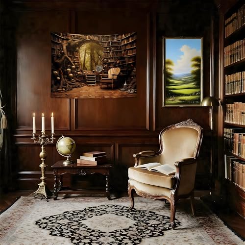 QGHOT Bookshelf Tapestry, Fairy Tale Forest Academic Tapestry Wall Hanging Fantasy Witch Backdrop for Bedroom Living Room Decor 39.4" x 31.5" - color: D, size: 31.5"L x 39.4"W