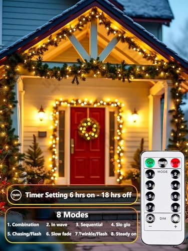 4 Pack 50 LED Fairy Lights Battery Operated with Remote, 16FT Waterproof Twinkle Lights with Timer & 8 Modes, Fairy String Light Outdoor Indoor for Bedroom Classroom DIY Christmas Decor (Warm White) - color: Warm White, size: 4 Pack 50LED