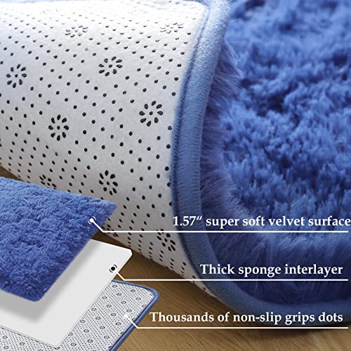 Merelax Modern Soft Fluffy Small Shaggy Rug for Bedroom Livingroom Dorm Kids Room Indoor Home Decorative, Non-Slip Plush Furry Fur Area Rugs Comfy Nursery Accent Floor Carpet 2 X 3 Feet, Light Navy - color: Light Navy, size: 2' x 3' (Rectangular)