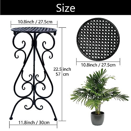 NAKUPE Metal Plant Stand Indoor Outdoor, Single Flower Pot Stands 22.5 Inch Tall, Planter Pedestal Holder for Patio Corner Garden Porch Farmhouse, Black(1 Pack)