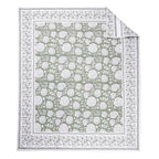 Levtex Home Adare Sage Quilted Throw - (50x60in.) - Floral - Sage White - Reversible - Cotton - color: Sage